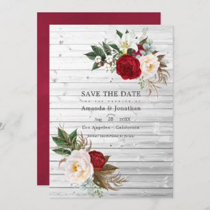 Boho Burgundy - Bohemische Hochzeit in Marsala Flo Save The Date