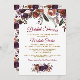 Boho Burgundy Brautparty Einladung