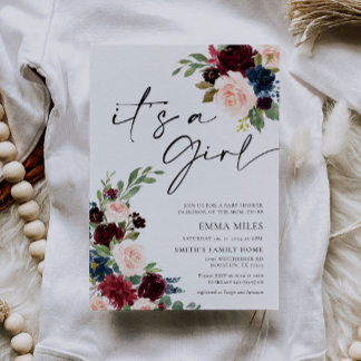 Boho Burgundy Es ist eine Mädchendusche und Einlad Einladung