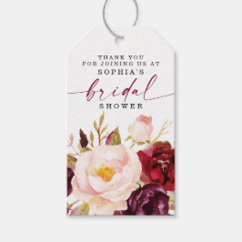 Boho Burgundy Floral Brautparty Gefallen Gift Tags Geschenkanhänger