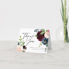 Boho Burgundy Floral Wedding Dankeschön Karte