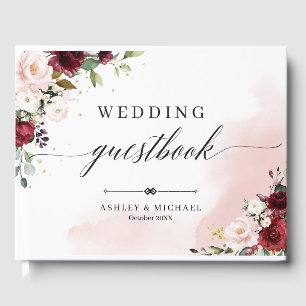 Boho Burgundy Floral Wedding Guest Book Gästebuch