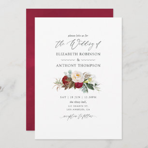 Boho Burgundy - Marsala Floral Wedding Einladung