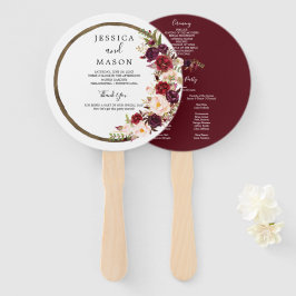 Boho Burgundy Marsala Wedding Fan Programm Fächer
