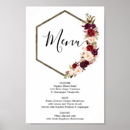 Boho Burgundy Menü- oder Bar Menu-Zeichen Poster