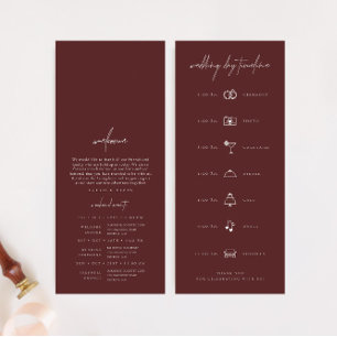 Boho Burgundy Modern Wedding Day Timeline