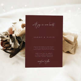 Boho Burgundy Moderne Minimalistische Hochzeit Einladung