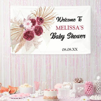 Boho Burgundy Pampas Grass Begrüßungsgras Hintergr Banner