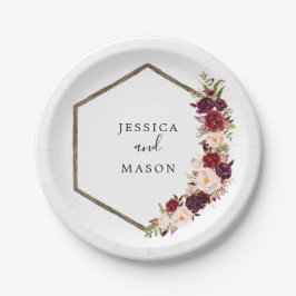 Boho Burgundy Polterabend Paper Plate Pappteller