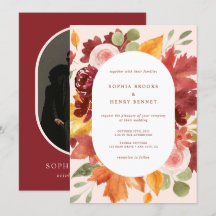 Boho Burgundy Rustic Floral Foto Wedding