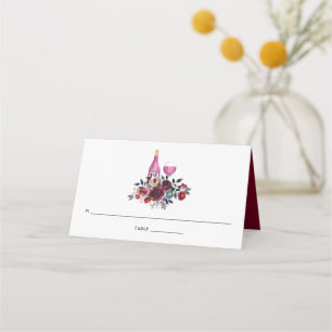 Boho Burgundy und Navy Weinprobe Platzkarte