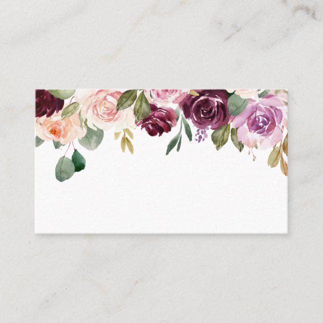 Boho Burgundy und Peach Blume Fall Platzkarte (Vorderseite)