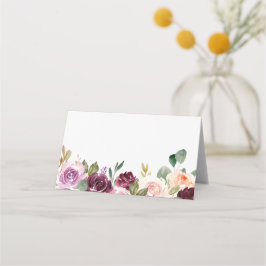 Boho Burgundy und Peach Blume Hochzeit im Herbst Platzkarte