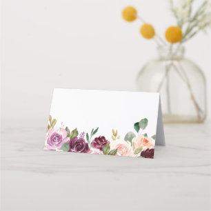 Boho Burgundy und Peach Blume Hochzeit im Herbst Platzkarte