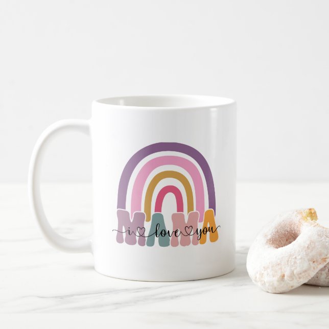Boho Burnt Color Rainbow Mama Kaffeetasse (Mit Donut)