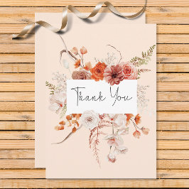 Boho Burnt Orange Arch Monogram Peach Dankeskarte