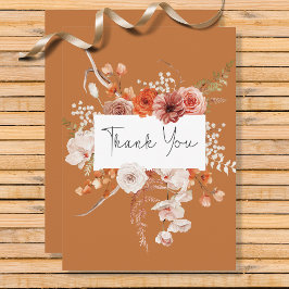 Boho Burnt Orange Arch Monogram Rust Dankeskarte