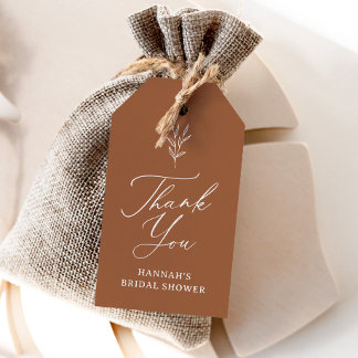 Boho Burnt Orange Brautparty Favor Tag Geschenkanhänger