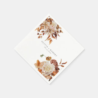 Boho Burnt Orange Fall Engagement Party Napkins Serviette