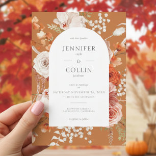 Boho Burnt Orange Fall Floral Arch Rust Einladung