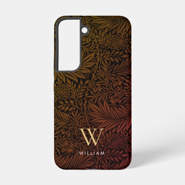 Boho Burnt Orange Floral Gold Monogram Name Samsung Galaxy Hülle (Rückseite)