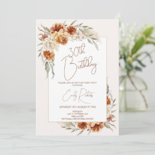 Boho Burnt Orange Floral mit Rahmen Geburtstag Einladung