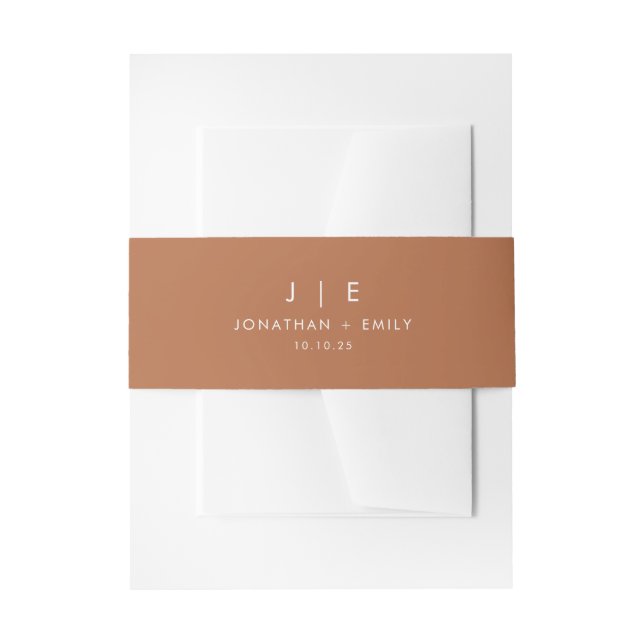 Boho Burnt Orange Monogram Wedding Einladungsbanderole (Vorderseite Beispiel)