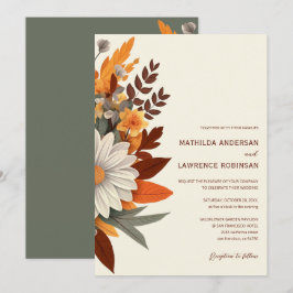 Boho Burnt Orange Terracotta Floral Wedding Einladung
