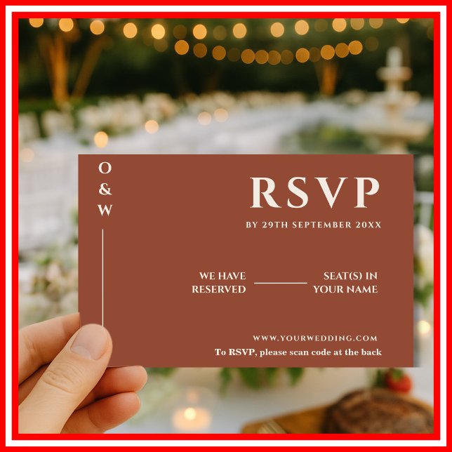 Boho Burnt Orange Terracotta Rustic Wedding RSVP Karte (Von Creator hochgeladen)