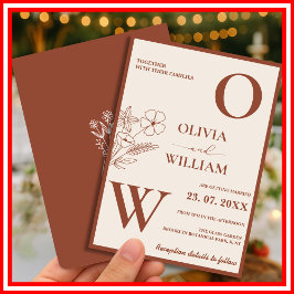 Boho Burnt Orange Terracotta Rustikale Hochzeit Einladung