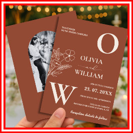 Boho Burnt Orange Terracotta Rustikale Hochzeit Einladung