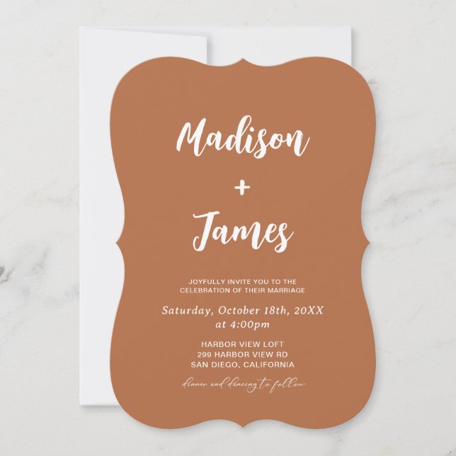 Boho Burnt Orange Terracotta Wedding Einladung (Vorderseite)