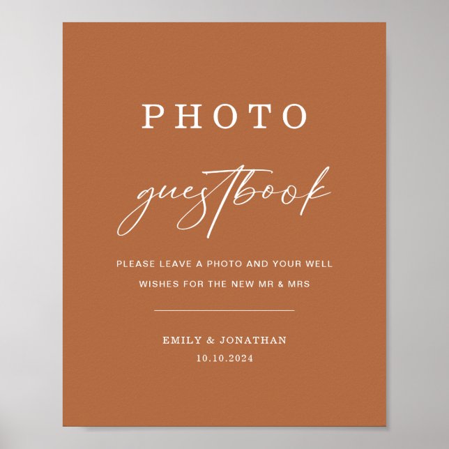 Boho Burnt Orange Wedding Foto Gästebuch (Vorne)