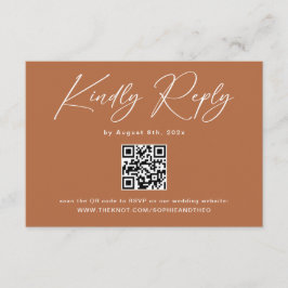 Boho Burnt Orange Wedding RSVP QR Code Begleitkarte