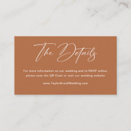 Boho Burnt Orange Wedding Website Qr Code Begleitkarte