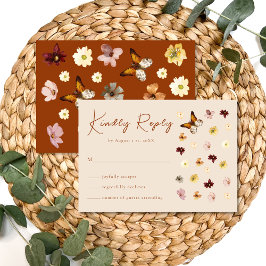 Boho Burnt Orange Wildblume RSVP Karte