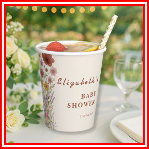 Boho Burnt Orange   Wildblumen-Baby-Party Pappbecher