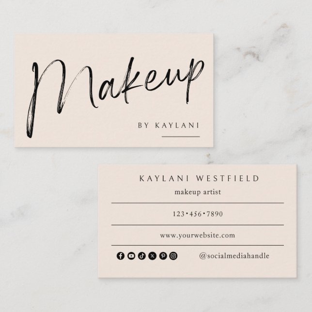 Boho-Bürsten-Makeup-Geschäftskarte-Schönheitskünst Visitenkarte (Vorne/Hinten)