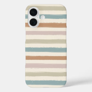 Boho-Bürstenstreifen Nahtloses Erdtön iPhone 16 Hülle