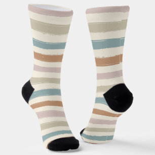Boho-Bürstenstreifen Nahtloses Erdtön Socken