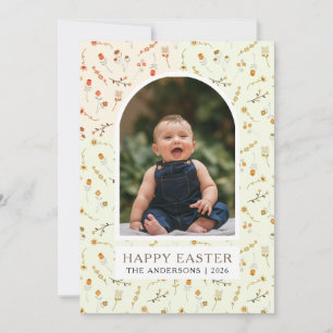 Boho-Butter-Blumenwiese-Ostern-Familienfoto Feiertagskarte