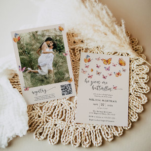 Boho Butterflies Foto Qr Code Brautparty Einladung