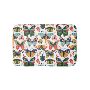 Boho Butterflies: Nahtloses Tapetenmuster. Badematte
