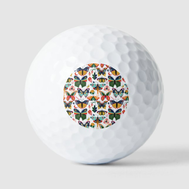 Boho Butterflies: Nahtloses Tapetenmuster. Golfball (Vorderseite)