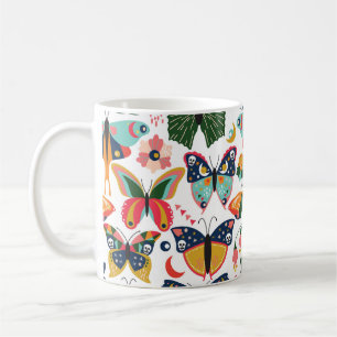Boho Butterflies: Nahtloses Tapetenmuster. Kaffeetasse