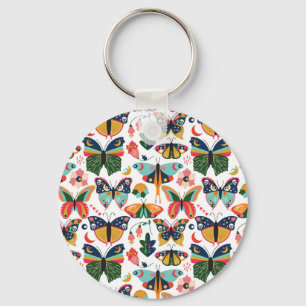 Boho Butterflies: Nahtloses Tapetenmuster. Schlüsselanhänger