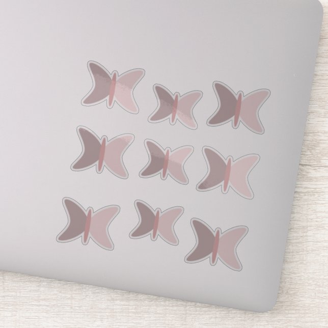 Boho Butterflies Pink Earthy Tones Aufkleber (Detail)