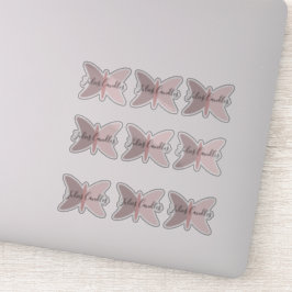 Boho Butterflies Pink Earthy Tones Business Aufkleber