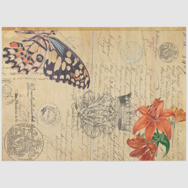 Boho Butterfly  18lb Decoupage Sheet Seidenpapier (Vorderseite)
