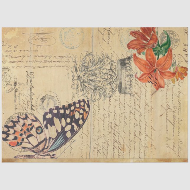Boho Butterfly 18lb Decoupage Sheet Seidenpapier (Vorderseite)